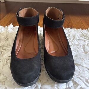 Clarks Black Women's Wedge with Ankle Strap